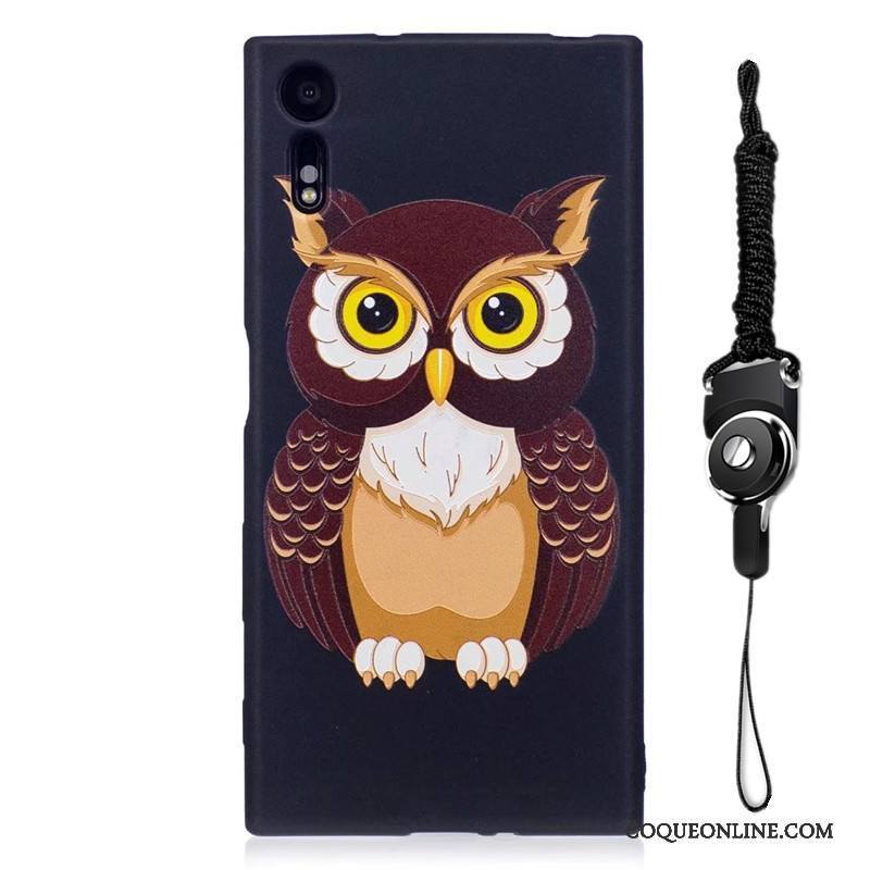 Sony Xperia Xz Peinture Délavé En Daim Étui Dessin Animé Fluide Doux Coque De Téléphone Bleu