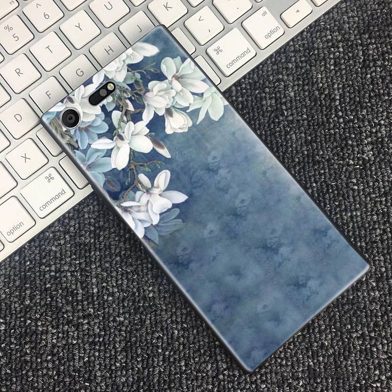 Sony Xperia Xz Premium Coque De Téléphone Sakura Tout Compris Noir Bleu Vent Étui