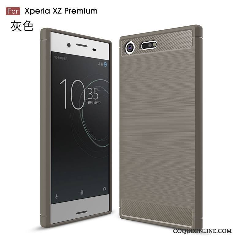 Sony Xperia Xz Premium Modèle Fleurie Fibre Coque De Téléphone Incassable Gris Étui Soie