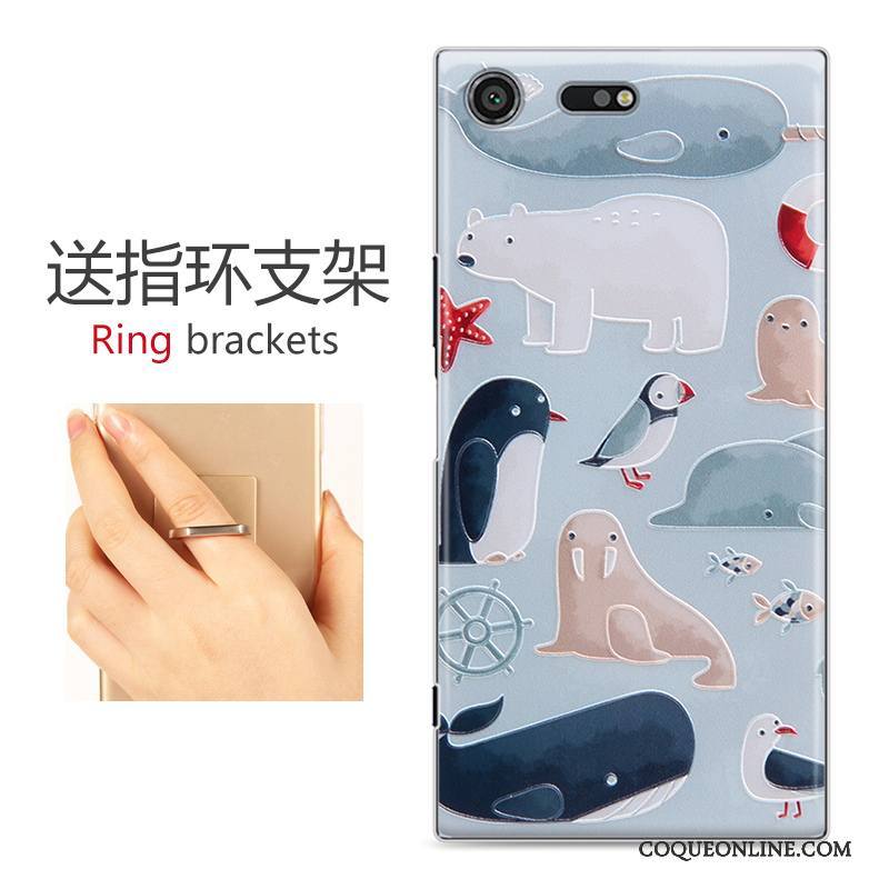 Sony Xperia Xz Premium Peinture Charmant Coque Gaufrage Gris Dessin Animé De Téléphone