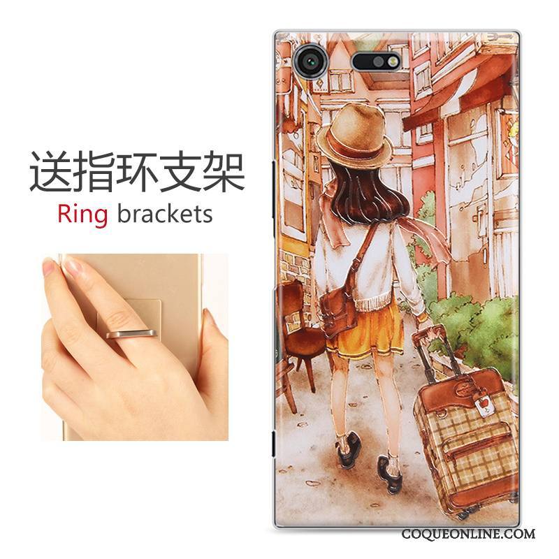 Sony Xperia Xz Premium Peinture Charmant Coque Gaufrage Gris Dessin Animé De Téléphone