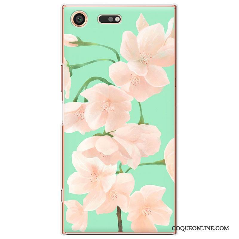 Sony Xperia Xz Premium Étui Charmant Protection Dessin Animé Vert Fleurs Coque De Téléphone