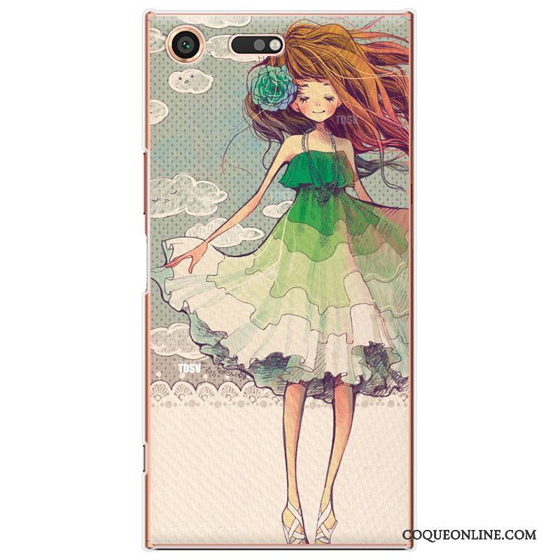 Sony Xperia Xz Premium Étui Charmant Protection Dessin Animé Vert Fleurs Coque De Téléphone