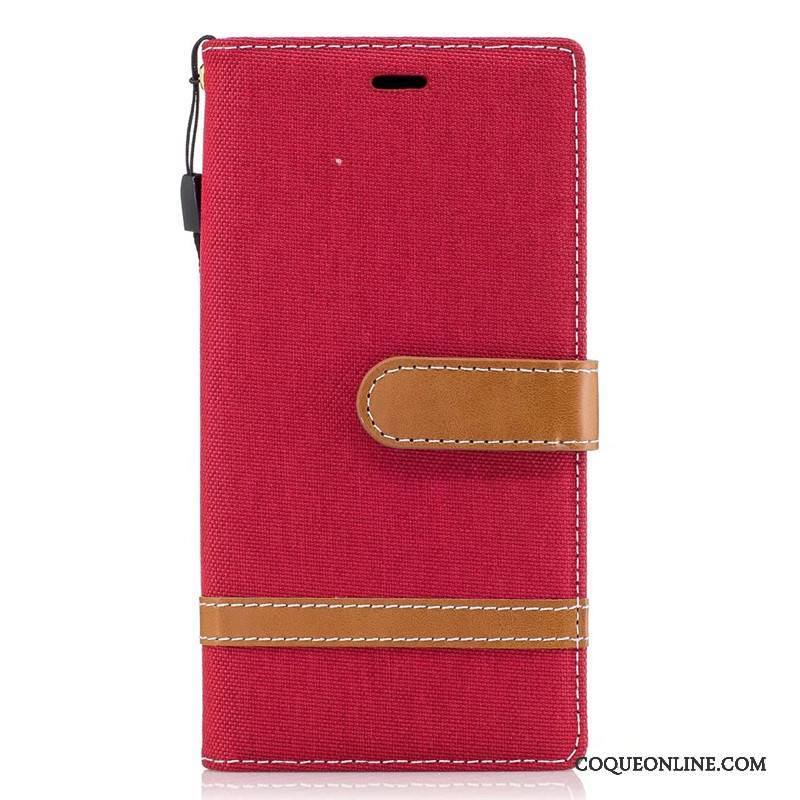 Sony Xperia Xz Rouge Protection Téléphone Portable En Denim Étui Coque Housse