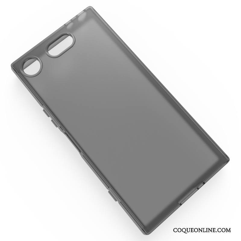 Sony Xperia Xz1 Compact Incassable Coque De Téléphone Noir Fluide Doux Protection Délavé En Daim Étui