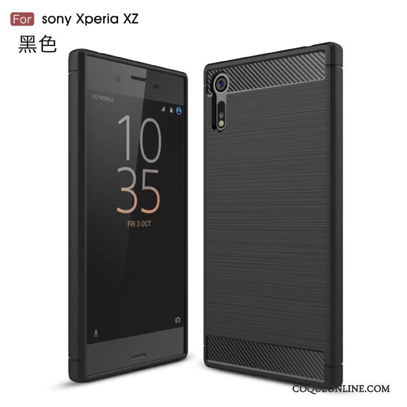 Sony Xperia Xz1 Compact Incassable Fibre Tout Compris Noir Coque De Téléphone Fluide Doux