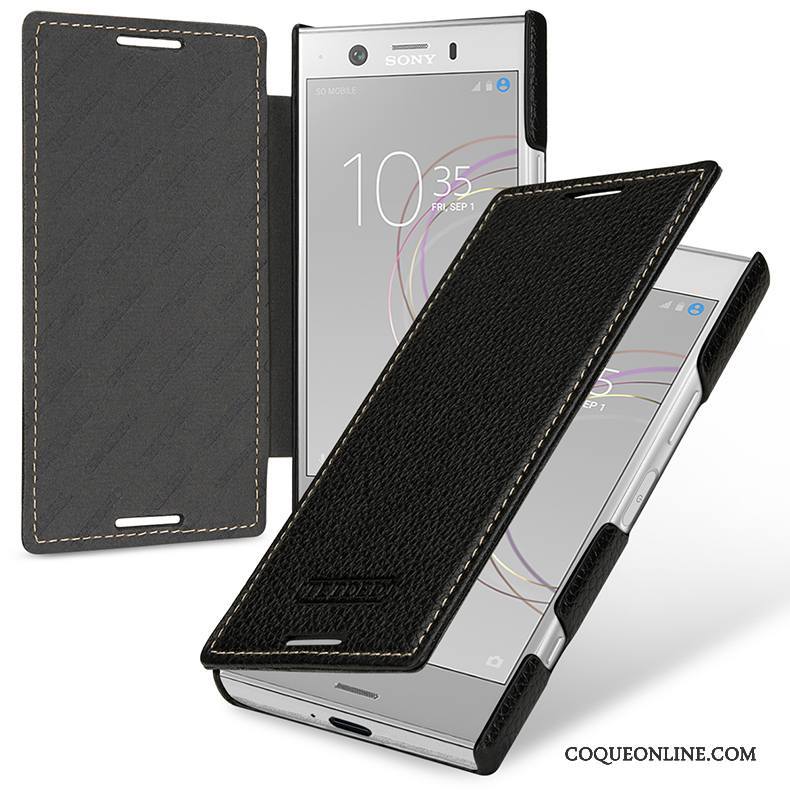 Sony Xperia Xz1 Compact Protection Étui Violet Housse Coque De Téléphone Cuir Véritable Incassable