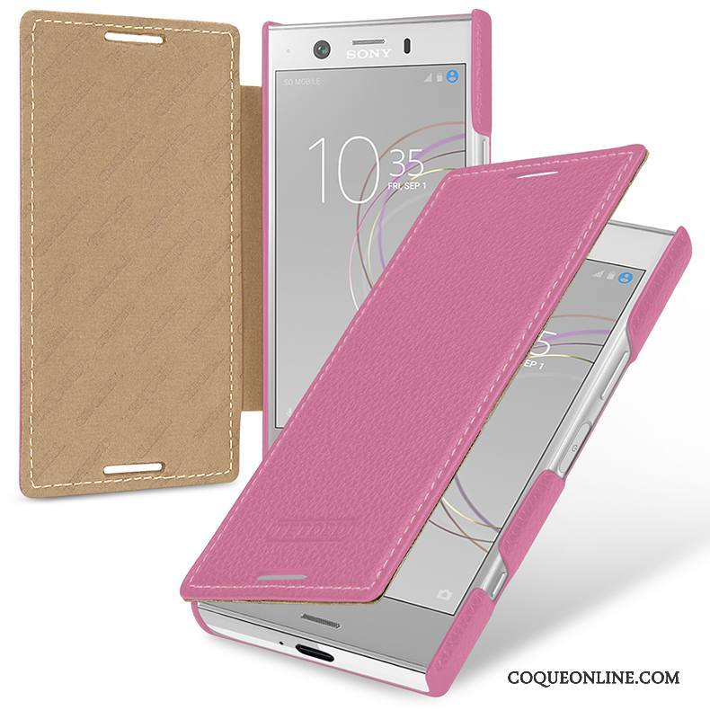 Sony Xperia Xz1 Compact Protection Étui Violet Housse Coque De Téléphone Cuir Véritable Incassable