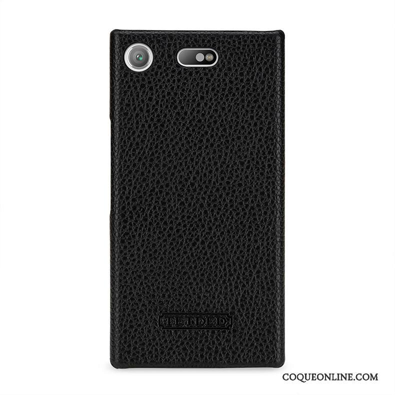 Sony Xperia Xz1 Compact Vert Antidérapant Étui Coque De Téléphone Cuir Véritable Protection Incassable