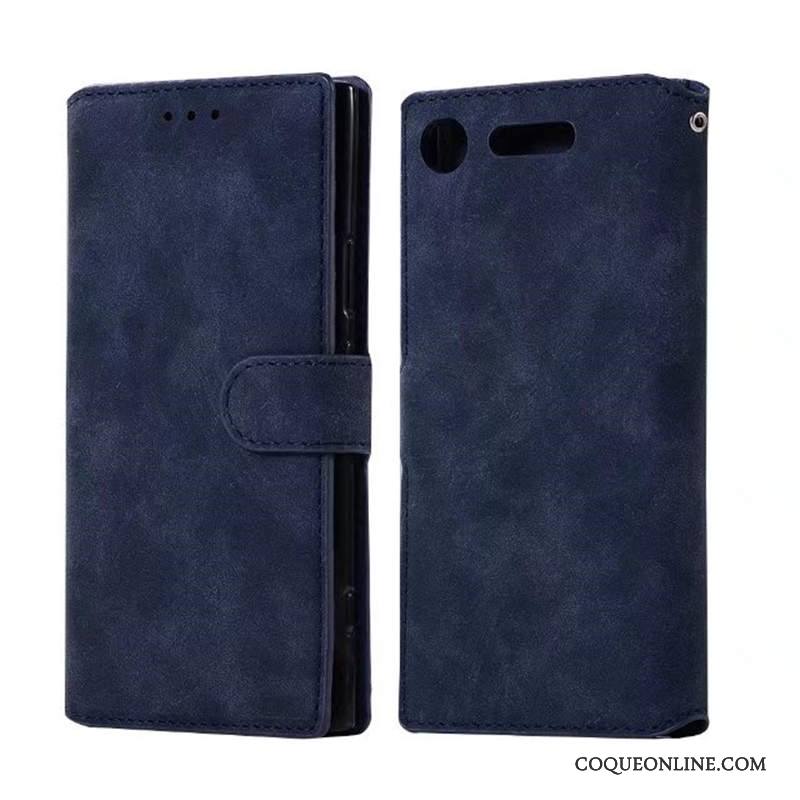 Sony Xperia Xz1 Coque De Téléphone Étui En Cuir Protection Housse Carte Gris Fluide Doux