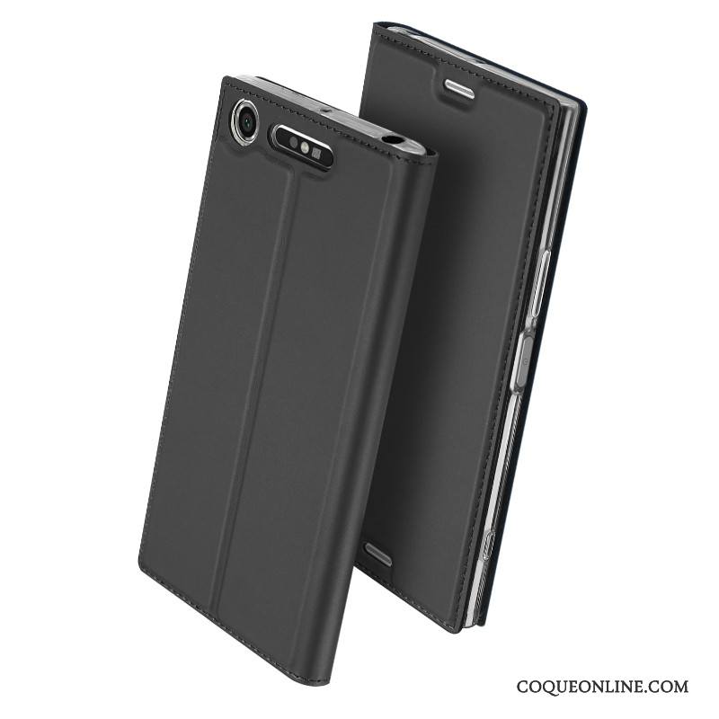 Sony Xperia Xz1 Coque Housse Bleu Business Étui Étui En Cuir Téléphone Portable Protection