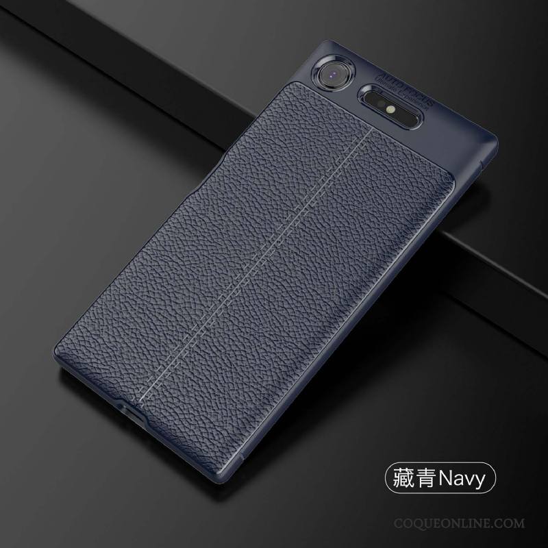 Sony Xperia Xz1 Coque Modèle Fleurie Protection Incassable Personnalité Bleu Marin Fluide Doux Cuir