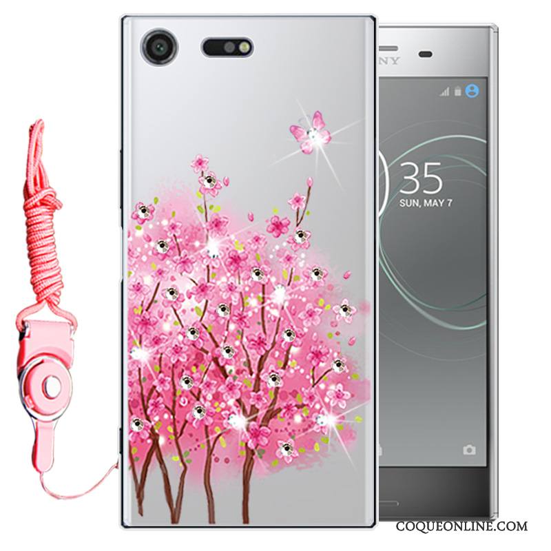 Sony Xperia Xz1 Fluide Doux Étui Silicone Téléphone Portable Coque De Téléphone Strass Incassable