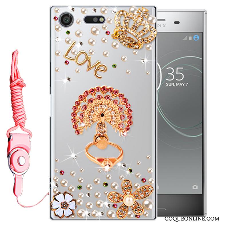 Sony Xperia Xz1 Fluide Doux Étui Silicone Téléphone Portable Coque De Téléphone Strass Incassable