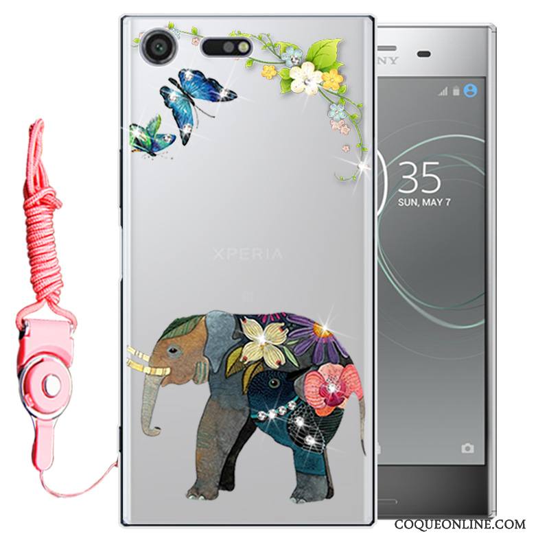 Sony Xperia Xz1 Fluide Doux Étui Silicone Téléphone Portable Coque De Téléphone Strass Incassable