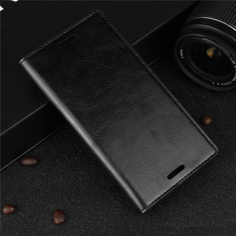 Sony Xperia Xz1 Protection Business Cuir Véritable Clamshell Étui En Cuir Coque De Téléphone