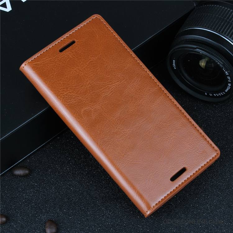 Sony Xperia Xz1 Protection Business Cuir Véritable Clamshell Étui En Cuir Coque De Téléphone