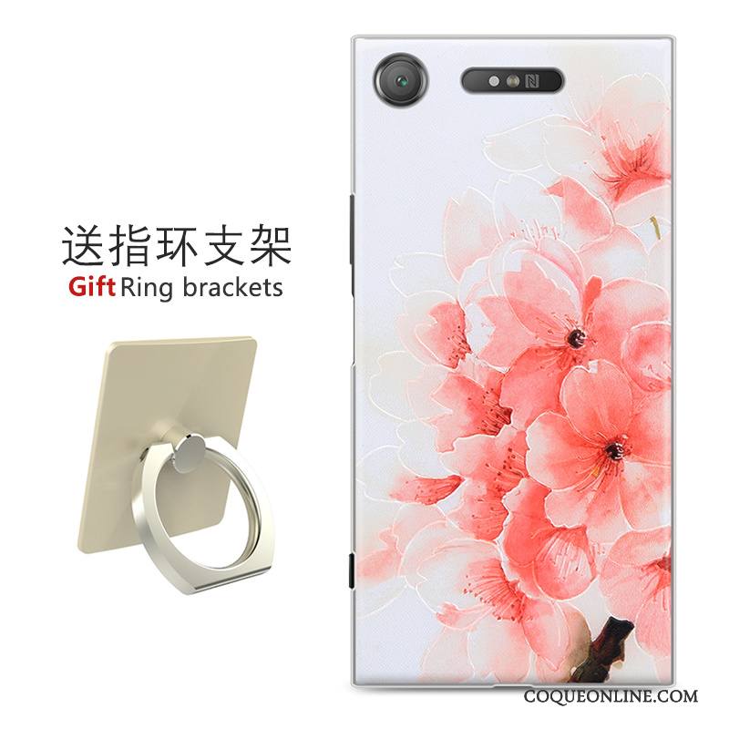 Sony Xperia Xz1 Protection Fleurs Gaufrage Peinture Étui Personnalité Coque De Téléphone