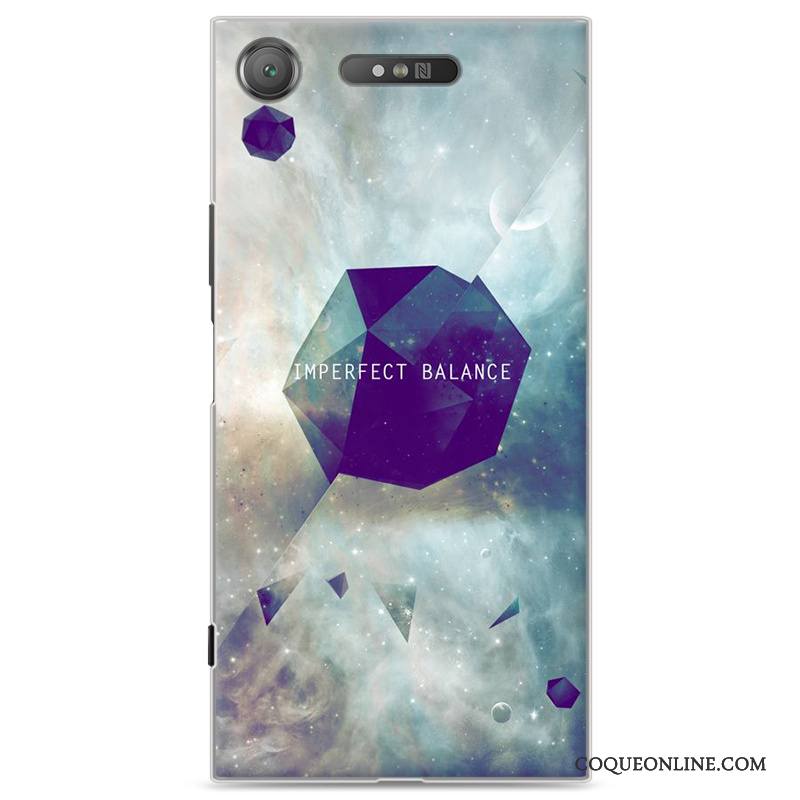 Sony Xperia Xz1 Étui Peinture Incassable Violet Protection Dessin Animé Coque