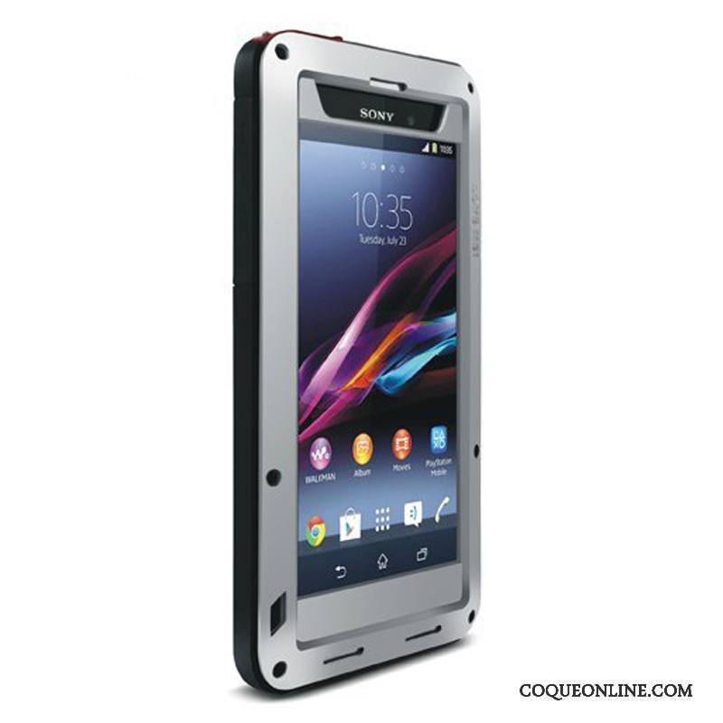 Sony Xperia Z1 Border Protection Trois Défenses Tout Compris Coque De Téléphone Blanc Étui
