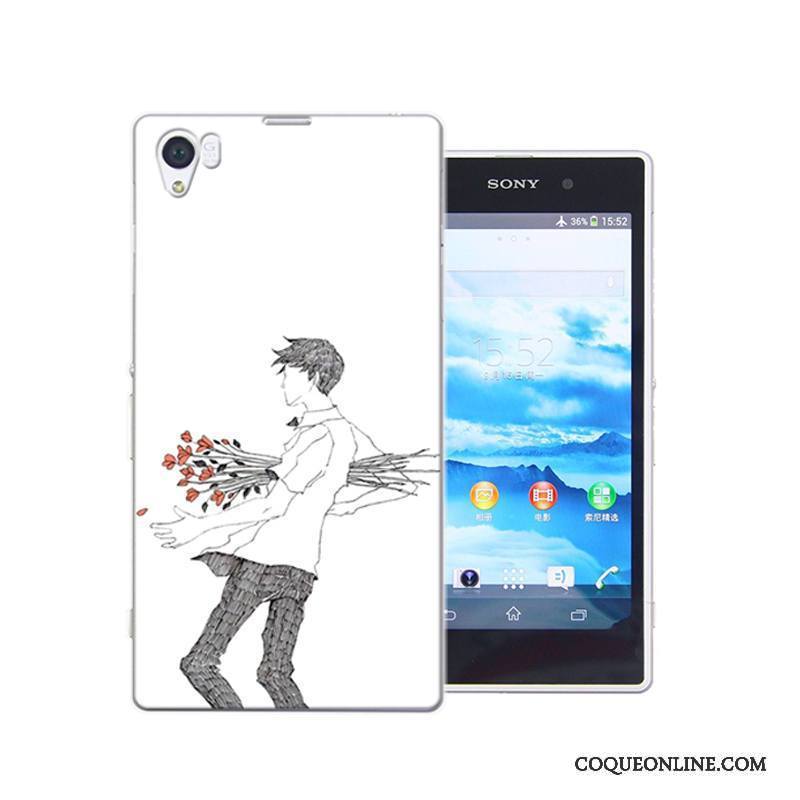 Sony Xperia Z1 Coque Protection Difficile Bleu Peinture Incassable Étui