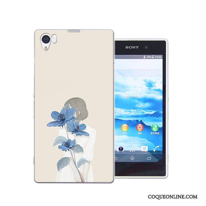 Sony Xperia Z1 Coque Protection Difficile Bleu Peinture Incassable Étui