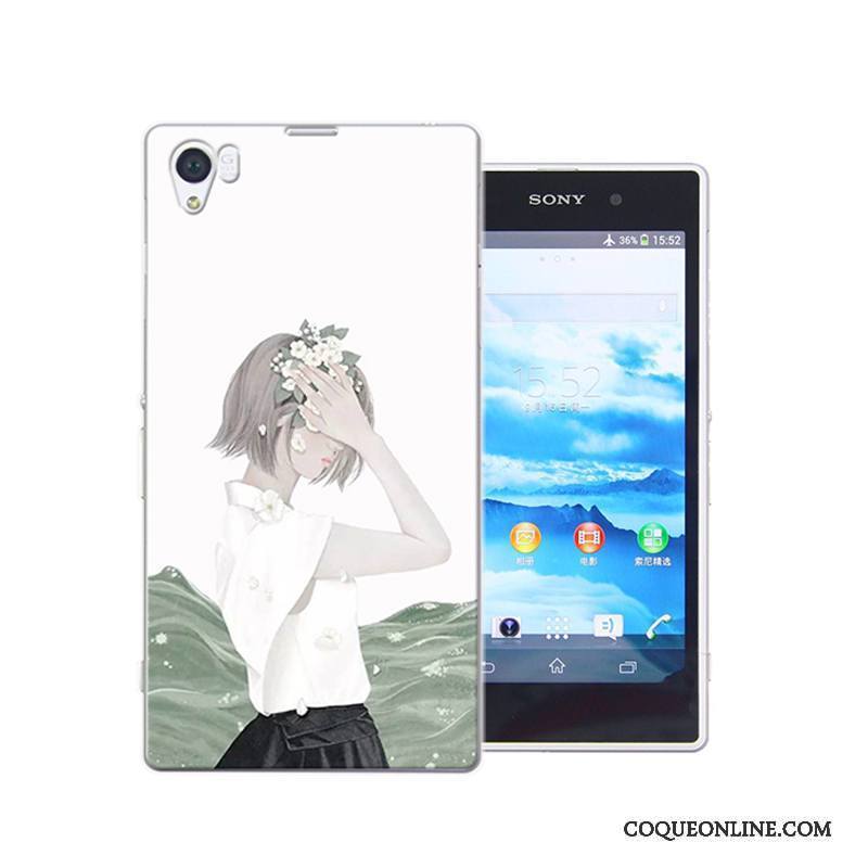 Sony Xperia Z1 Coque Protection Difficile Bleu Peinture Incassable Étui