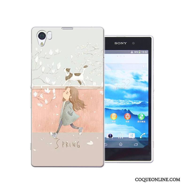 Sony Xperia Z1 Coque Protection Difficile Bleu Peinture Incassable Étui