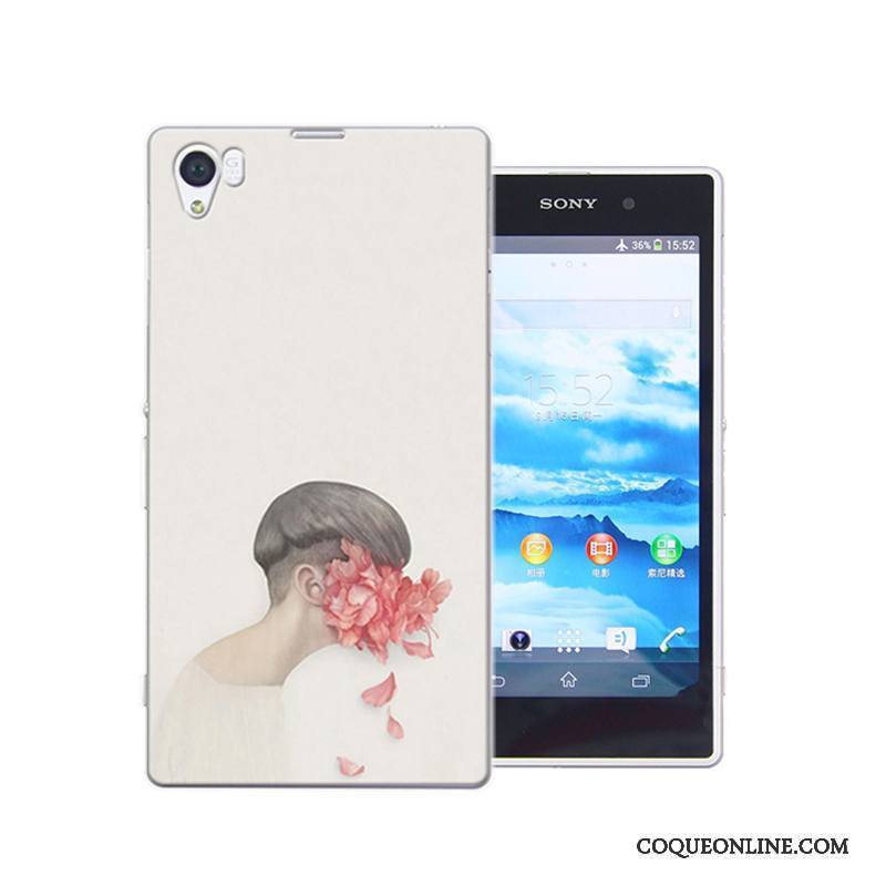 Sony Xperia Z1 Coque Protection Difficile Bleu Peinture Incassable Étui