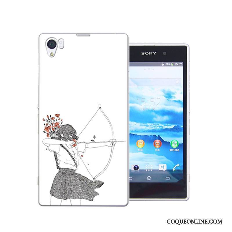 Sony Xperia Z1 Coque Protection Difficile Bleu Peinture Incassable Étui