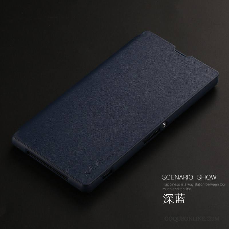 Sony Xperia Z1 Étui En Cuir Tout Compris Très Mince Clamshell Protection Coque De Téléphone Noir