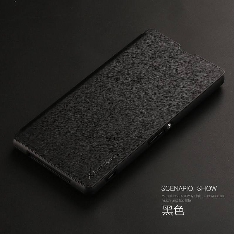 Sony Xperia Z1 Étui En Cuir Tout Compris Très Mince Clamshell Protection Coque De Téléphone Noir