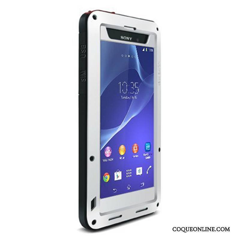 Sony Xperia Z2 Coque De Téléphone Protection Étui Couvercle Arrière Border Blanc