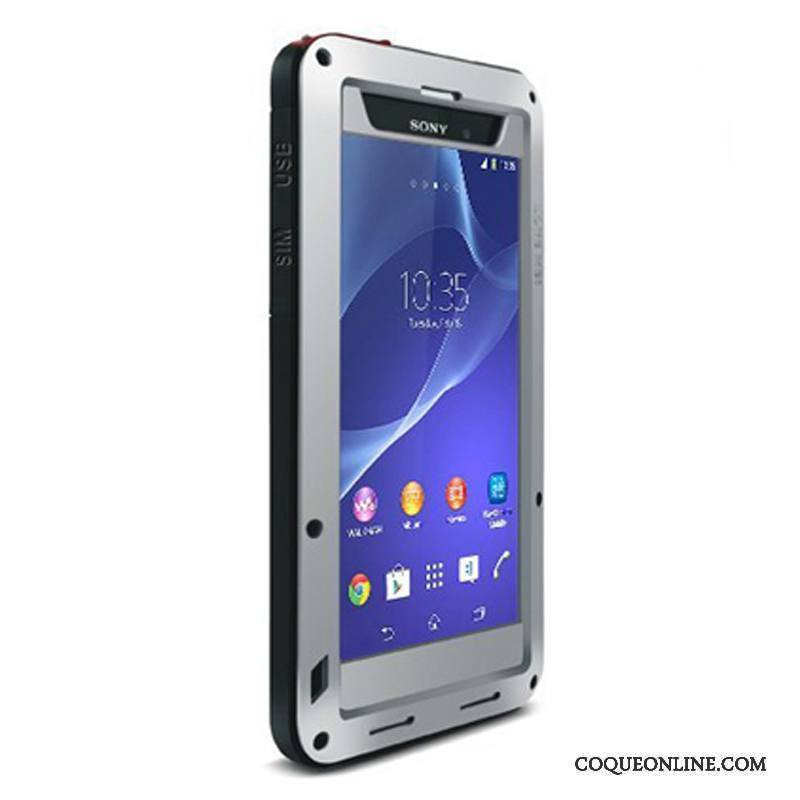 Sony Xperia Z2 Coque De Téléphone Protection Étui Couvercle Arrière Border Blanc