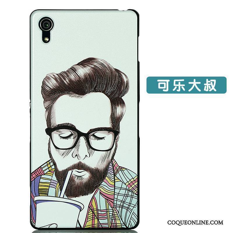 Sony Xperia Z2 Coque Dessin Animé Noir Protection Très Mince Gaufrage Bleu Délavé En Daim