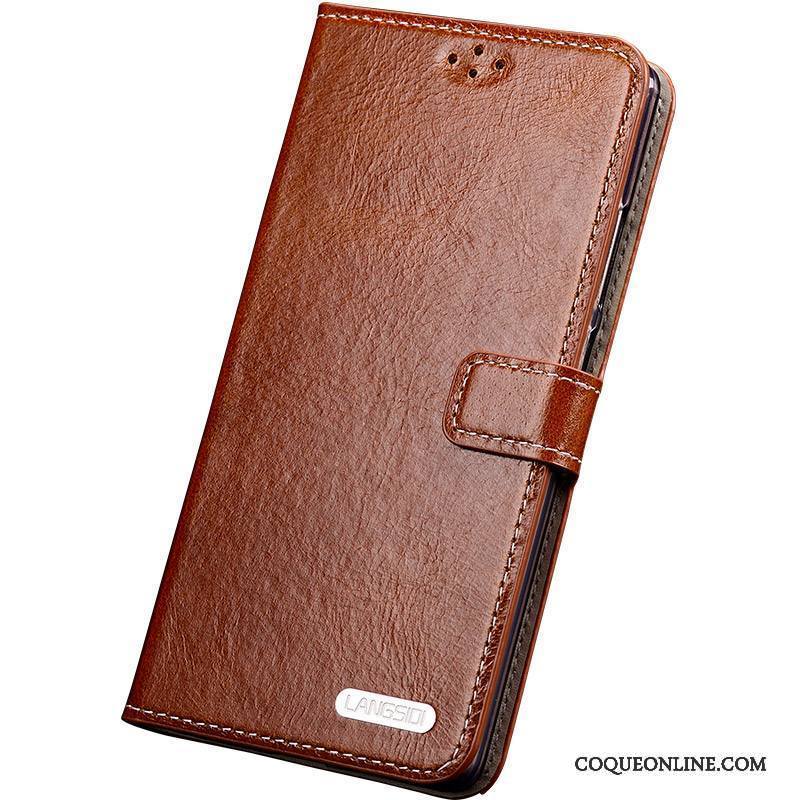 Sony Xperia Z3+ Coque Marron Incassable Étui En Cuir Silicone Simple Cuir Véritable Clamshell