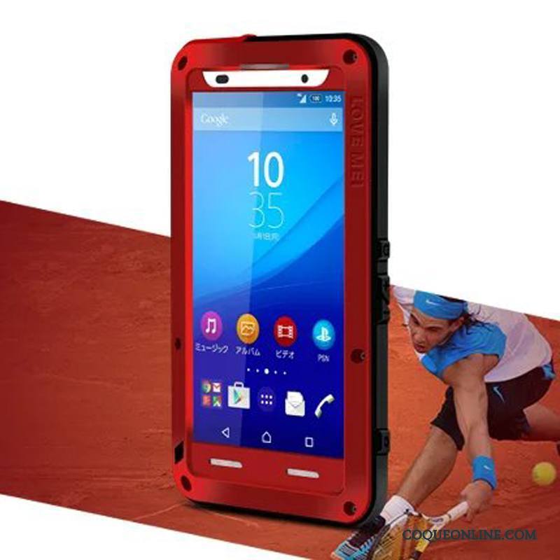 Sony Xperia Z3+ Métal Coque Tout Compris Incassable Silicone Étui Rouge