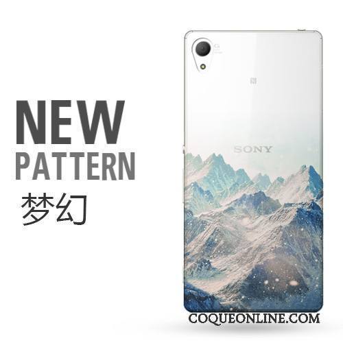 Sony Xperia Z3 Transparent Coque De Téléphone Protection Art Bleu Border Étui