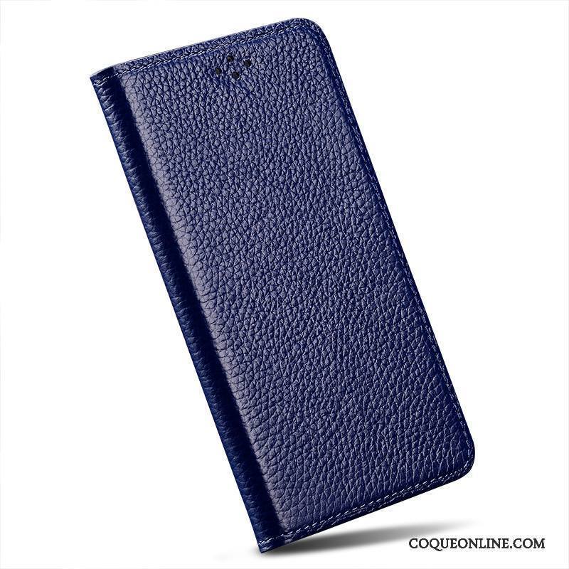 Sony Xperia Z5 Compact Coque Étui En Cuir Bleu Protection Cuir Véritable De Téléphone Housse