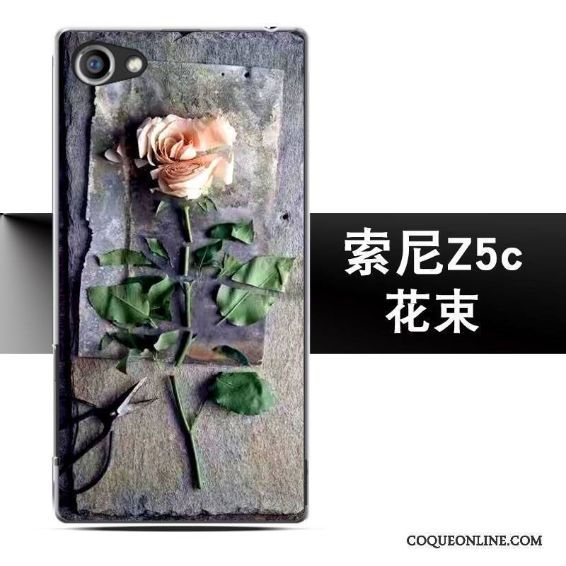 Sony Xperia Z5 Compact Protection Étui Rose Coque De Téléphone Délavé En Daim Gaufrage Incassable