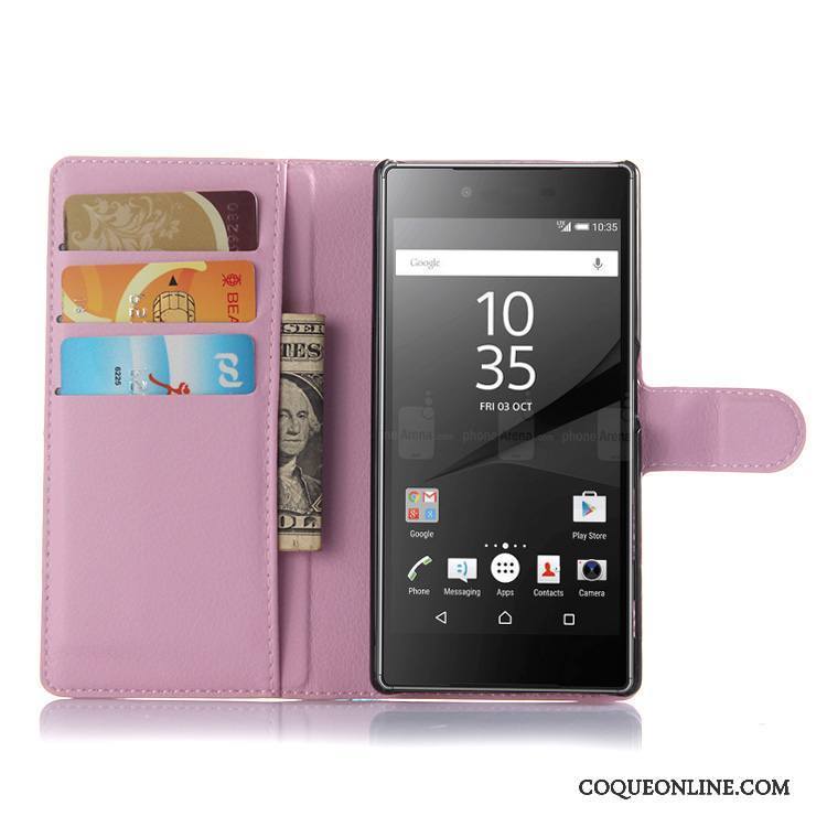 Sony Xperia Z5 Coque Étui En Cuir Téléphone Portable Protection Portefeuille De Téléphone Violet