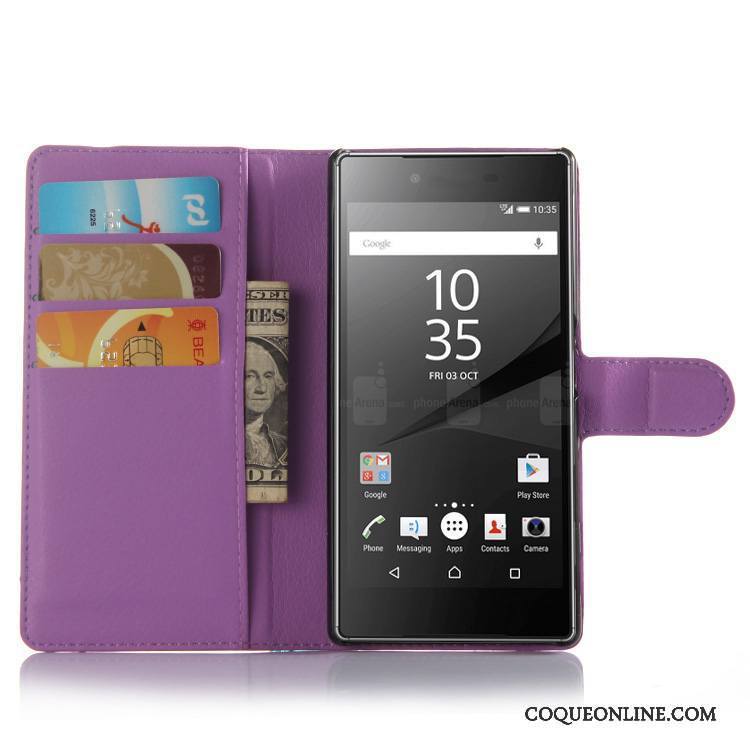 Sony Xperia Z5 Coque Étui En Cuir Téléphone Portable Protection Portefeuille De Téléphone Violet