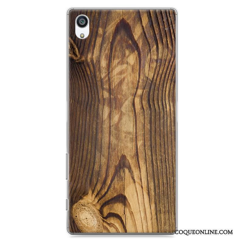 Sony Xperia Z5 Coque Étui Grain De Bois Bleu De Téléphone Protection Difficile