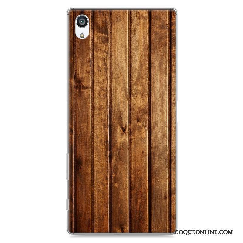 Sony Xperia Z5 Coque Étui Grain De Bois Bleu De Téléphone Protection Difficile