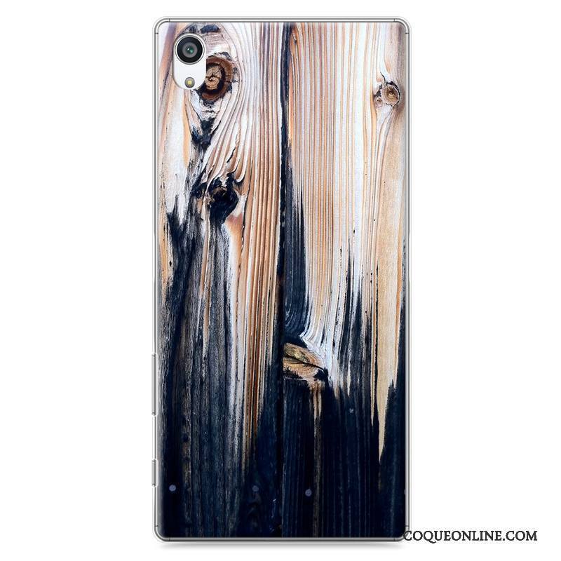 Sony Xperia Z5 Coque Étui Grain De Bois Bleu De Téléphone Protection Difficile