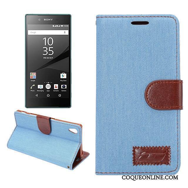 Sony Xperia Z5 Étui Coque De Téléphone Fluide Doux Protection Tissu Modèle Fleurie Bleu