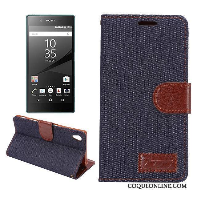 Sony Xperia Z5 Étui Coque De Téléphone Fluide Doux Protection Tissu Modèle Fleurie Bleu