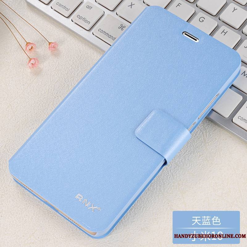 Xiaomi Mi 10 Coque De Téléphone Étui En Cuir Tout Compris Bleu Protection Clamshell Petit