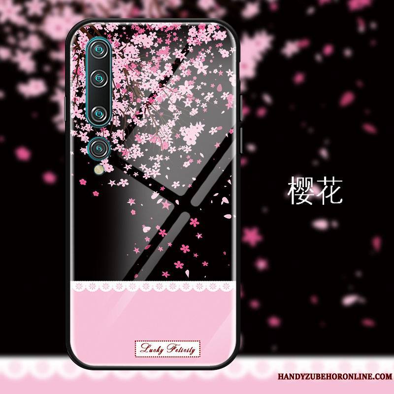 Xiaomi Mi 10 Coque Étui Verre Protection Frais Rêver Sakura Noir