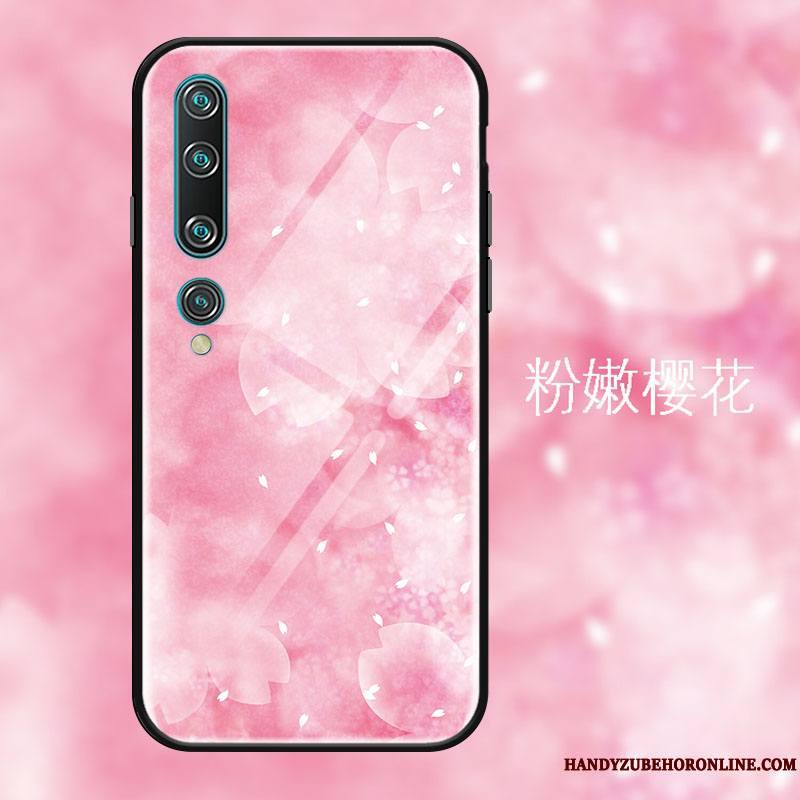 Xiaomi Mi 10 Coque Étui Verre Protection Frais Rêver Sakura Noir